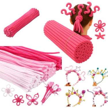 Imagem de Hastes de chenille flexível 30cm cabelo maluco limpador de cachimbo para artesanatos enfeites varias cores 100unidades