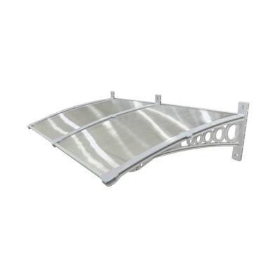 Imagem de Toldo Policarbonato 1,75x0,50m Cobertura para Portas e Janelas Imperial com Fita de Vedação Proteção Casa e Comércio com Filtros de Raios UV (TRANSPARENTE COM BRANCO)
