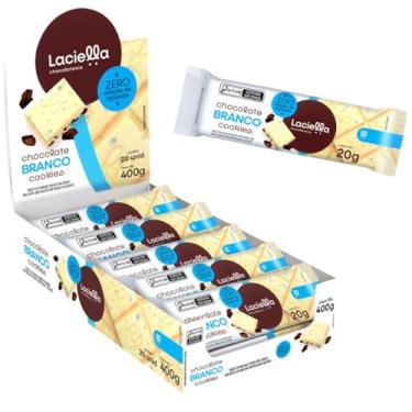 Imagem de 20 Tabletes de Chocolate Branco com Cookies 20g Zero Adição de Açúcar Doce Crocante Saudável Fitness