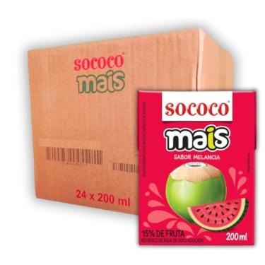 Imagem de Caixa 24un Água de Coco Sococo Mais Melancia 200ml