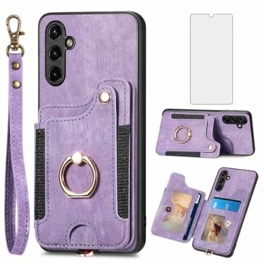 Imagem de Asuwish Capa de telefone para Samsung Galaxy A14/M14 5G capa carteira com protetor de tela de vidro temperado e alça de pulso RFID suporte para cartão de crédito anel suporte celular A 14 4G 14A 14M