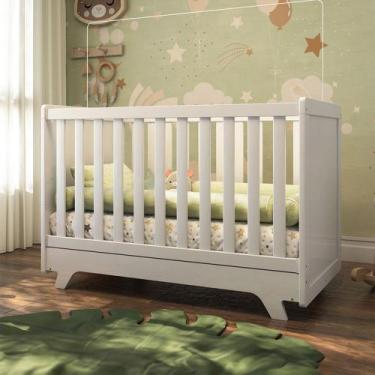 Imagem de Berço Americano 2 em 1 Retrô 100% Mdf Branco Brilho - Móveis Peroba, B