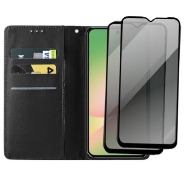Imagem de Capa Carteira Flip Cover com 2 Películas de Privacidade Anti-Spy para Samsung Galaxy A56, Preto