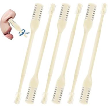 Imagem de 6 peças de cortador nasal 2 em 1, faca de nariz dupla face atualizada, ferramenta de remoção de pelos de narina 360, aparador para escova de limpeza macia (creme)