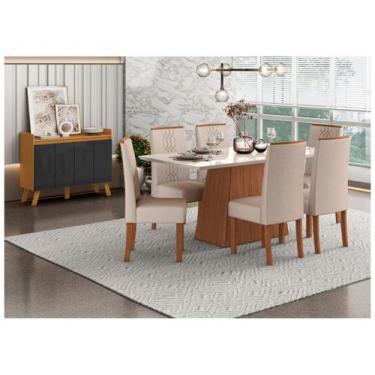 Imagem de Mesa de Jantar 6 Cadeiras Retangular Móveis - Copenhague + Aparador Bu
