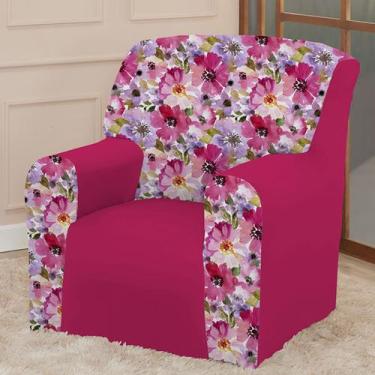 Imagem de Capa para Poltrona Coladinha Mista Floral Estampada Decoração Sala Qua