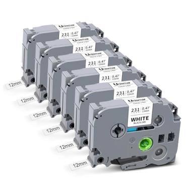 Imagem de Tz-231 12 mm 0,47 fita de etiqueta branca laminada compatível com Brother Tze-231 refil preto sobre branco funciona para fabricante de etiquetas Ptouch PTD220 PTH111 PTD210 PTH110 PTD600 PTD200 PTD410
