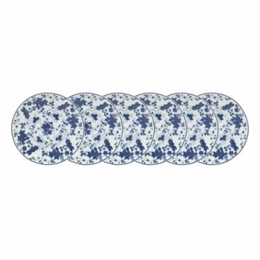 Imagem de Estojo com 6 pratos sobremesa. Modelo redondo izabel. Decoração folhagem. Porcelana real by porcelana schmidt.