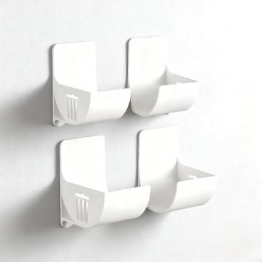 Imagem de 2 pares de suportes de saco de plástico: porta-sacos de lixo não perfurados, recipientes de armazenamento de parede (brancos) — para armazenamento/organização de cozinha doméstica (branco)