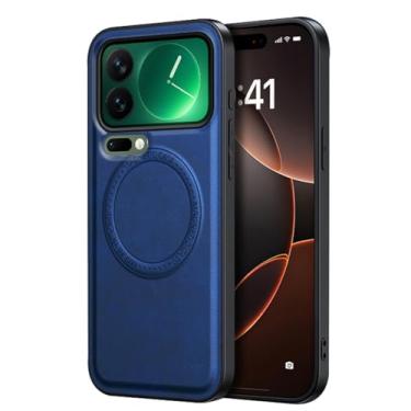 Imagem de LYJSMGZ Capa magnética para Xiaomi 17 Pro Max/17 Pro/17, proteção à prova de choque, capa de poliuretano suporta carregamento sem fio, capa de couro fosco, azul, 17 Pro Max