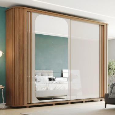 Imagem de Guarda-roupa Casal Mozzate Cantos Arredondados com Ripado 2 Portas Des