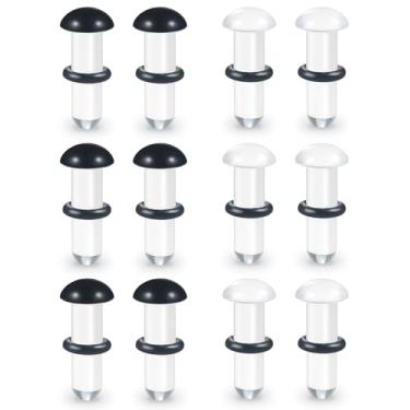 Imagem de Kridzisw 14G-00G Kit de alongamento de orelha em forma de cogumelo acrílico alargador único alargador com anéis de borracha, medidores de acrílico liso para orelhas, alargadores, brincos, expansor