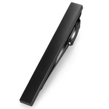 Imagem de HONEY BEAR Barra de prendedor de gravata masculina de 5,4 cm para presente de casamento de negócios de tamanho normal, 5,4 cm, Preto fosco 5 cm, 5.4cm