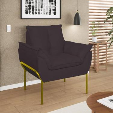 Imagem de Poltrona Sofá Luxo Base Metal Dourada Recepção Escritório Cor:cinza