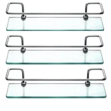 Imagem de Kit Com 3 Porta Shampoos De 30cm Incolor Vidro 6mm