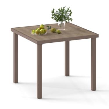 Imagem de Coreporch Mesa de jantar de alumínio para ambientes externos – Exposição em todos os climas, impermeável e à prova de ferrugem, estilo pátio, mesa de centro para jardim/varanda/beira da piscina