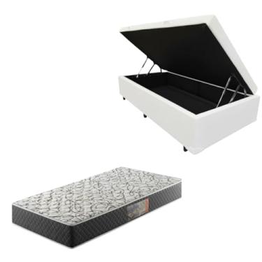 Imagem de Cama Box Baú Blindada com Colchão de Espuma D33 20cm (CORINO BRANCO, Solteiro)