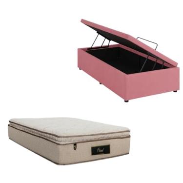 Imagem de Cama Box Baú Blindada com Colchão Cloud Molas Ensacadas C/Pillowtop 32cm (SUEDE ROSA, Solteiro)