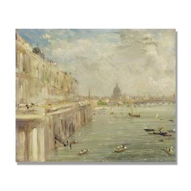 Imagem de NHLDZYH Arte de parede John Constable, (paisagem 17), pôster de pinturas famosas, decoração de parede com impressão de imagem retrô romantismo. Apenas tela 60 x 72 cm - 23,6 x 28,3 pol