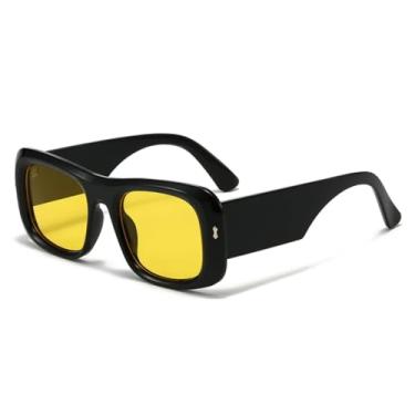Imagem de HPIRME Óculos de grau vintage feminino armação grande Uv400 (preto amarelo)