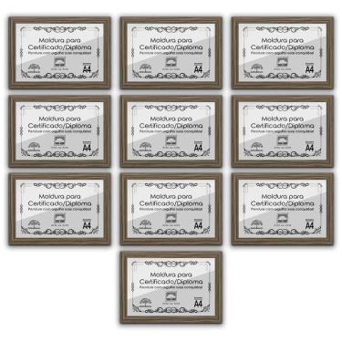 Imagem de Kit 10 Certificados/Diplomas A4 Com Tela De Acetato E Mdf Titulo Moldura Madeira