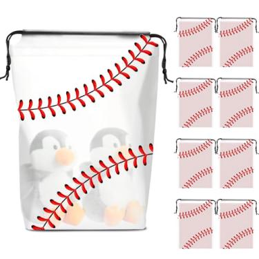 Imagem de KERINGO 50 Pack Baseball Snack Bags Drawstring Baseball Party Favor Bags Translucent frosted Baseball Goodie Bags Gift Packaging Storage for Kids Boys Birthday Sports Theme Party Supplies 6 x 8 Inch