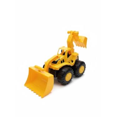 Imagem de Escavadeira de Brinquedo Amarelo, Plástico Resistente, Rodas Grandes, Brinquedo Construção para Crianças