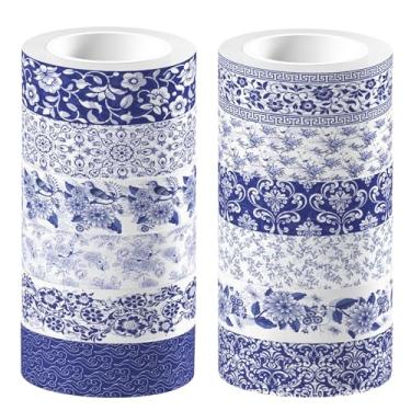 Imagem de Conjunto de adesivos Washi de 12 rolos de 5 metros, adesivos decorativos para artes faça-você-mesmo artesanato suprimentos de diário scrapbook cartão embrulho