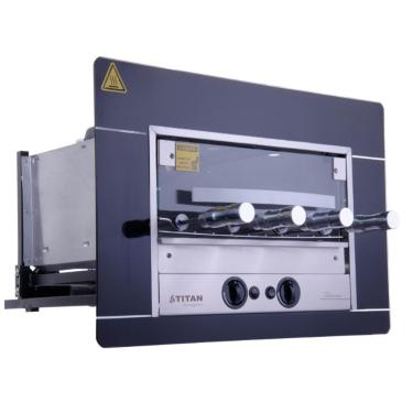 Imagem de Churrasqueira A Gás Natural De Embutir Titan Titanium Preto 4 Espetos Rotativos 127v