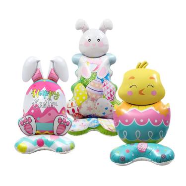 Imagem de Conjunto de balões de alumínio infláveis com tema de Páscoa 4D Stand-Up (3 unidades)