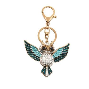 Imagem de Chaveiro Crystal Owl com asas de strass azul para mulheres - yiweisai