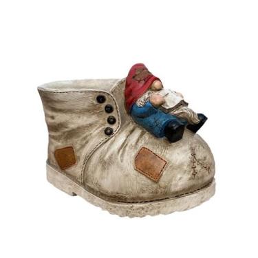 Imagem de Bota de resina Flowerpot com planta em forma de sapato de gnomo 400g -