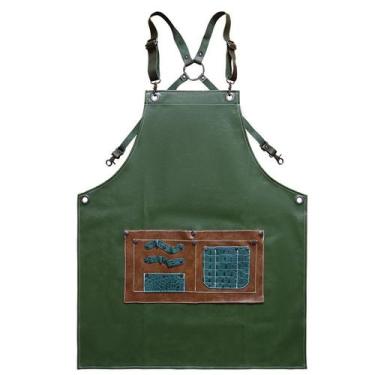 Imagem de Avental de barbeiro de design vintage com bolsos de couro PU à prova d