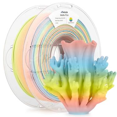Imagem de AMOLEN Filamento para Impressora 3D Matte Rainbow Pla 1,75 Mm, Acabamento Fosco Multicolorido, Filamento Candy Rainbow Pla Que Muda de Cor, Precisão Dimensional +/- 0,02 Mm, Carretel de 1 Kg/2,2 Libra
