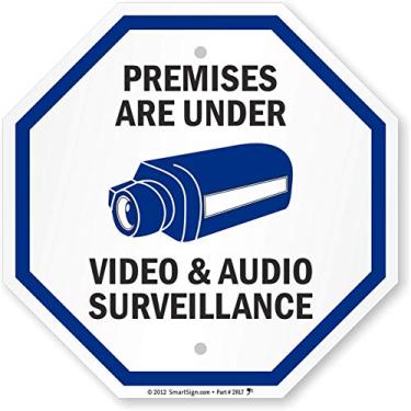 Imagem de SmartSign Placa "Premises Are Under Video & Audio Surveillance" | Alumínio de 30,5 cm x 30,5 cm