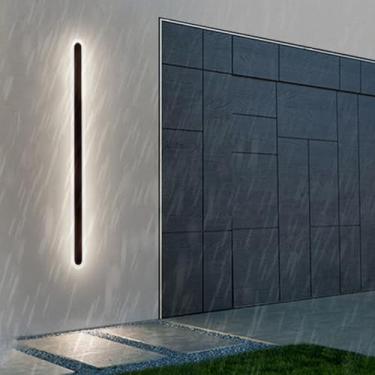 Imagem de Lâmpadas de parede LED Externas IP65 à prova d'água Arandela de Alumínio Moderna Oval Luz Externa Longa Iluminação de Parede Interior/Exterior para Corredor Terraço Escada Proch (Luz Neutra Preta, 200