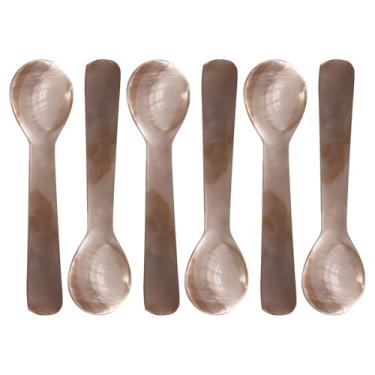 Imagem de Colher de madrepérola feita à mão, conjunto de 6, 9 cm/9 cm, servir caviar, ideal para sorvete, acessório de jantar elegante, uso doméstico e hotel