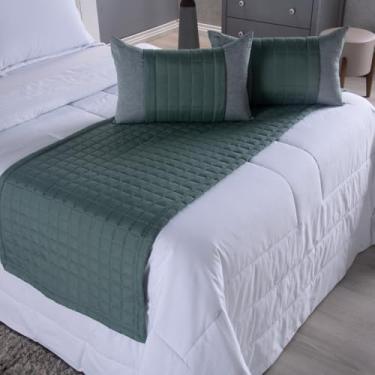 Imagem de Kit Peseira Copacabana com 5 Peças, Percal 300 Fios, com 2 Almofadas 55x35cm, para Cama Casal Padrão/Queen e King (Verde, King)
