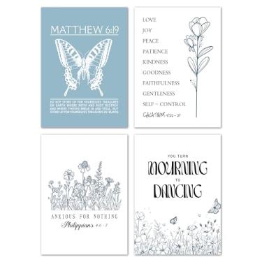 Imagem de Arte de parede de escrituras cristãs, impressões de parede de paisagem religiosa, pôsteres minimalistas de versículo da Bíblia para decoração de sala de estar, quarto de escritório em casa, conjunto