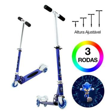 Imagem de Patinete Sonic para Criança 3 Rodas Masculino Azul - DM Radical