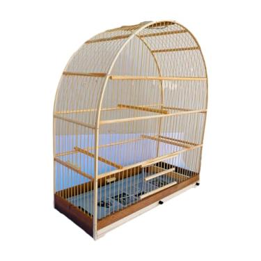 Imagem de Gaiola de Madeira de Base em Aluminio Premium Coleiro Papa Capim Malha Fina