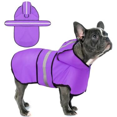 Imagem de Paiaite Capa de chuva para cães: Poncho com capuz, jaqueta impermeável durável com listras refletivas para segurança, ajuste ajustável com orifício de coleira conveniente, perfeito para cães pequenos
