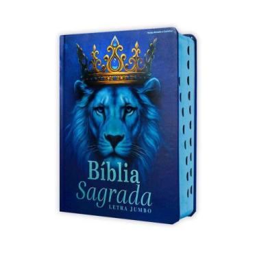 Imagem de Bíblia Sagrada Letra Jumbo com Harpa e Índice - Capa Dura - Leão Azul 