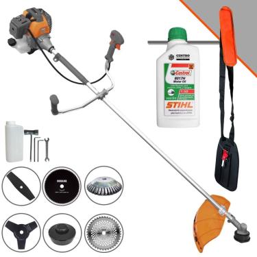 Imagem de Roçadeira Aparador de Grama À Gasolina Tekna RL520-P 52cc 2HP 10.000rpm Completo Com Kit 4 Lâminas + Carretel + Escova de Aço + ÓLEO STIHL 2T