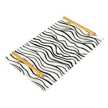 Imagem de Wassud Bandeja de banheiro Black Line Bandejas de acrílico para perfume, alça de maquiagem, cômoda, quarto, cozinha, mesa, 30 x 20 cm