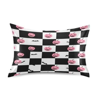 Imagem de Wassud Fronha de cetim para cabelo e pele, estampa xadrez de pedras, fronhas de seda lisa, tamanho padrão, capas de travesseiro respiráveis com fecho de envelope