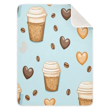 Imagem de Wassud Cobertor de bebê de desenho animado de café para meninos e meninas, macio e recém-nascido, cobertor aconchegante de algodão essencial para berçário, viagem, berço, carrinho 76 x 101 cm