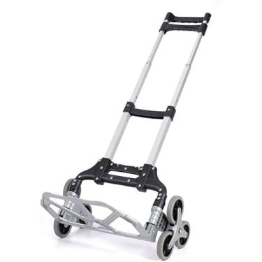 Imagem de Carrinho de Carga Dobrável com 3 Rodas, Capacidade 75kg, Estrutura em Alumínio, Preto