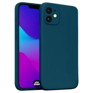 Imagem de Capa Case Capinha Para iPhone 11 Silicone Com Bordas Elevadas Aveludada Forro Premium (AZUL PETROLEO)