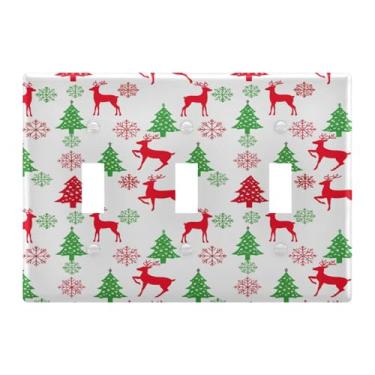 Imagem de Burbuja Capa de placa de parede para interruptor de luz de veado de árvore de inverno, placa decorativa de parede, parafusos incluídos, 3 faixas